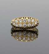Vintage 1973 Double Row Diamond Boat Cluster Ring