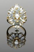 18ct Yellow Gold Marquise Aquamarine Cluster Ring