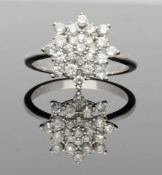 14ct White Gold 'Sun Ray' Diamond Cluster Ring