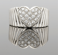 18ct White Gold Diamond Pave Heart Cluster Ring
