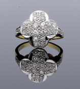 18ct Gold Diamond Pave Cluster Ring .65cts