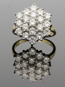 Vintage 1987 Yellow Gold 3 Tier Diamond Cluster Ring