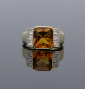 18ct Yellow Gold Citrine & Diamond Ring