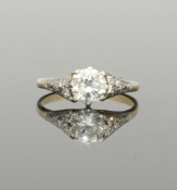 Circa 1950s Diamond Solitaire Ring 1ct