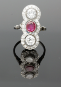 Vintage Ruby & Diamond Cluster Ring