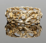 Vintage 1988 14ct Rose Gold Full Diamond Floral Pierced Ring