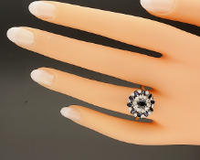 Sapphire & Diamond 3 Tier Cluster Ring