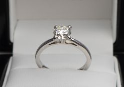 18ct White Gold Diamond Claw Set Solitaire Engagement Ring 0.75ct Size K1/2 Cert