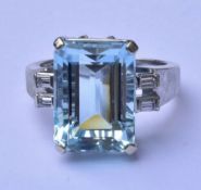 Aquamarine and Diamond Ring