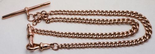 Vintage 9ct Rose Gold T-bar Pocket Watch Albert Curb Chain / Necklace