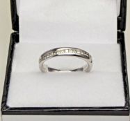 18ct White Gold Diamond Princess Cut Half Eternity Ring / Band 3mm Size K 1/2