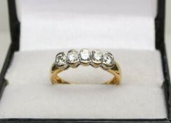 18ct Yellow Gold Five Stone Diamond Half Eternity Ring 0.60ct Size J