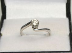 18ct White Gold Diamond Solitaire Claw Twist Engagement Ring 0.40ct Size K 1/2