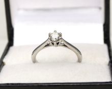Platinum Diamond Solitaire Claw Set Engagement Ring 0.25ct Size J 1/2