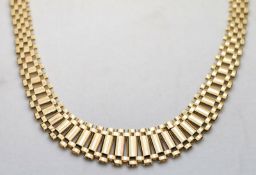 9ct Yellow Gold Brick Link Graduated Collar Necklace / Chain 16.75