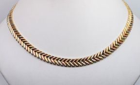 9ct Multi-Tone Gold Heavy Chevron / Herringbone Collar / Chain / Necklace