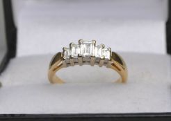 18ct Yellow Gold Five Stone Diamond Millennium Cut Ring 0.55ct Size I 1/2