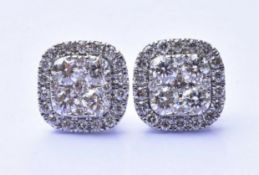 Diamond Cluster Earrings set in 14k White Gold