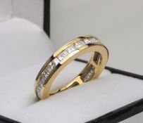 18ct Yellow Gold Full Eternity Princess & Baguette Diamond Ring 1.15ct Size N