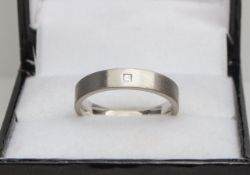 Platinum Diamond Set Brushed Finish Wedding Band / Ring 0.05ct 4mm Size K