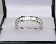 18ct White Gold Diamond Baguette Cut Half Eternity Ring / Band 0.50ct Size O 4mm