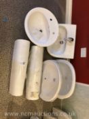 ** NO RESERVE ** 4 washbasins 2 pedestals
