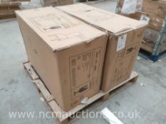 4x Krista Herringbone Brown Leather Chairs in boxes