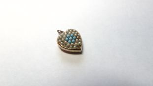 Vintage Seed Pearl and Turquoise Pendant