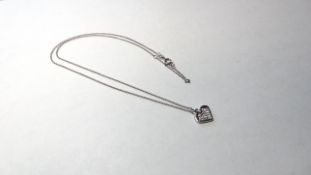 18ct White Gold Diamond Set Heart Pendant on 18
