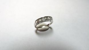 Unhallmarked Channel Set Baguette Cut Diamond Half Eternity Ring