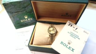 Rolex Ladies 18ct Yellow Gold Datejust Champagne Dial on President Bracelet 69178