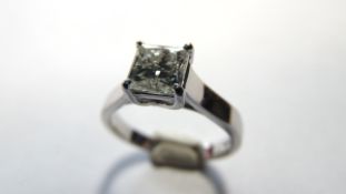 18ct White Gold Princess Cut Diamond Single Stone Ring
