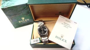 Rolex Gents Datejust Black Baton Dial Steel Oyster Bracelet 16200