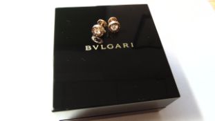 Stamped 750 Bulgari Diamond Stud Earrings in Bulgari Box