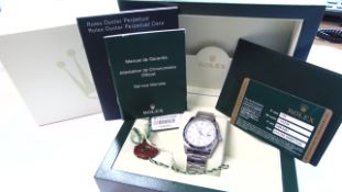 Rolex Gents Date Steel Oyster Bracelet White Baton Dial 115234