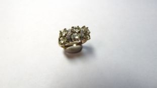 9ct Yellow Gold Green Amethyst and Diamond Dress Ring