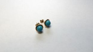 Turquoise Set Stud Earrings Stamped 585