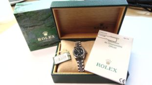 Rolex Ladies Steel Datejust Jubilee Bracelet 79174 Black Baton Dial