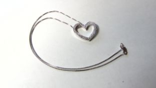 Stamped 18k Diamond Heart Shape Pendant on Necklace