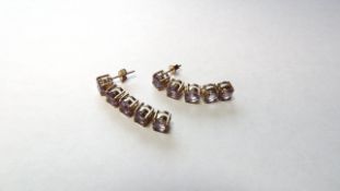 9ct Yellow Gold Amethyst Set Drop Earrings