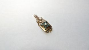 Antique Unhallmarked Turquoise & Seed Pearl Pendant
