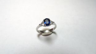 18ct White Gold Sapphire and Diamond 3 Stone Ring