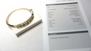 Vintage 18ct Yellow Gold Diamond and Sapphire Bangle