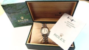 Rolex Ladies Bi Metal Concealed Jubilee Bracelet Ivory Pyramid Roman Numeral Dial 179173