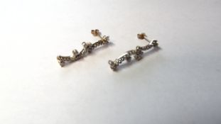 9ct Yellow Gold Diamond Double Branch Drop Earrings