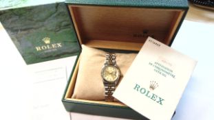 Rolex Ladies Datejust Bi Metal Jubilee Bracelet Champagne Diamond Dial 69173