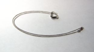 18ct White Gold Diamond Set Heart Pendant on 18