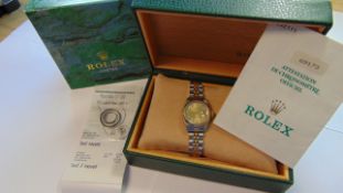 Rolex Ladies Datejust Bi Metal Jubilee Bracelet Champagne Diamond Dial 69173