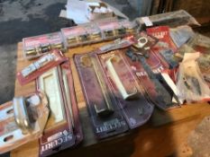 Large box of hardware goods door locks/letter box plates/hinges etc