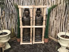 MATCHING PAIR CRATED BRONZE CHINESE WARRIORS